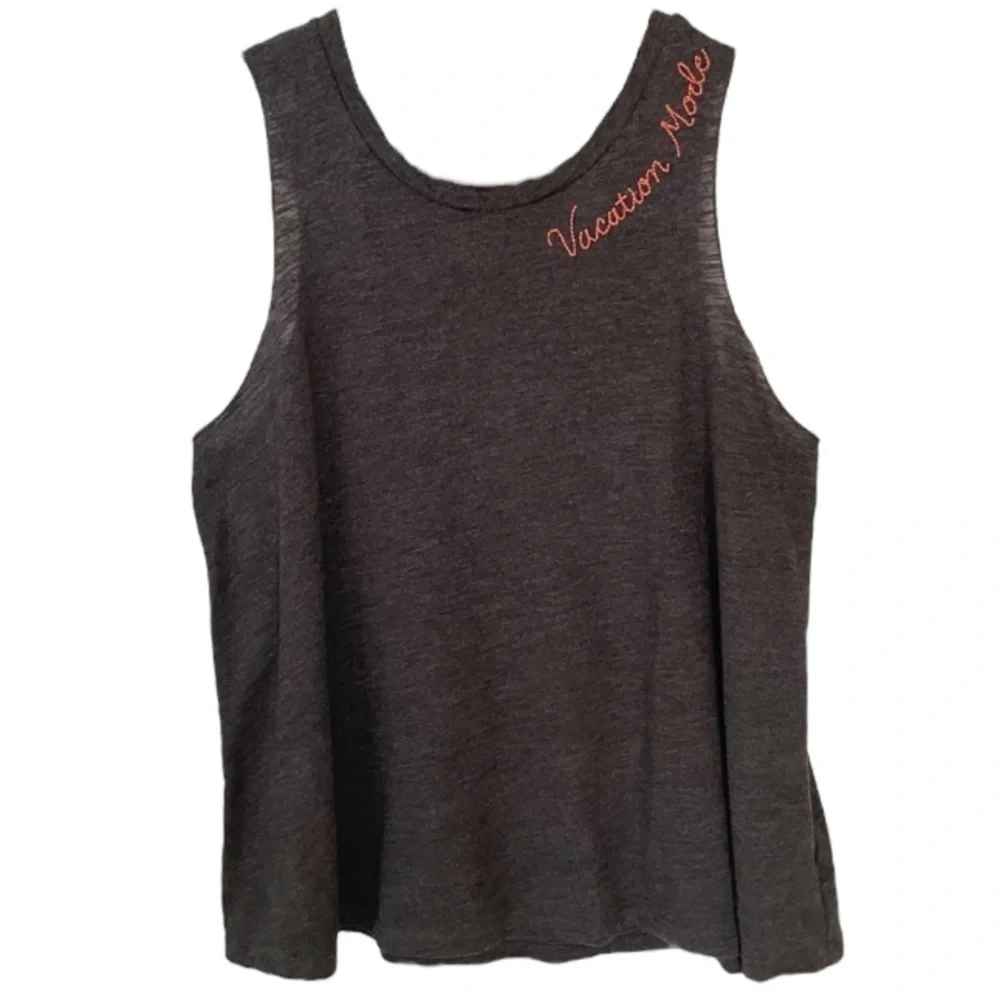 Aeropostale vacation mode embroidered gray tank xs